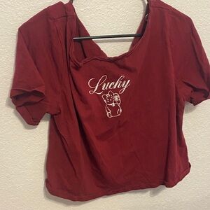 Lucky Brand Burgundy Short Sleeve Tee